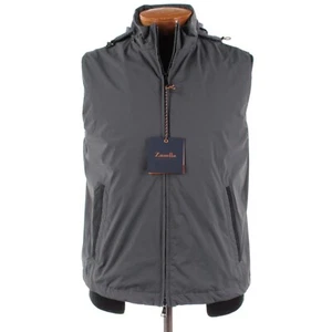 Zanella NWT Full Zip Hooded Vest w/ Goat Suede Details Size Large US In Gray - Picture 1 of 12