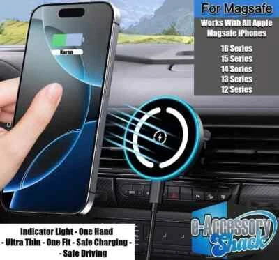 20w  Vent Mount Wireless Fast Charger FOR Magsafe iPhone 12 13 14 15 16 Max Pro - Image 1 of 4