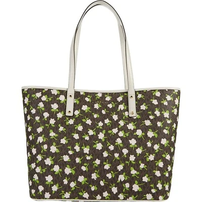 Bolso de Mano Michael Kors Carter Grande Abierto Floral Magnético Marrón Crema NUEVO Foto 1 de 4