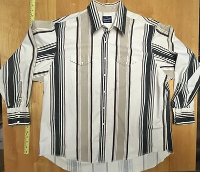 Vintage Wrangler Shirt Mens XXL Brushpopper Striped Cowboy Western Pearl Snap - Image 1 of 4