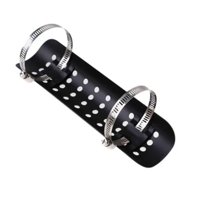 Protector térmico de escape negro de ajuste universal para motocicleta con abrazaderas de montaje metal acero Foto 1 de 4