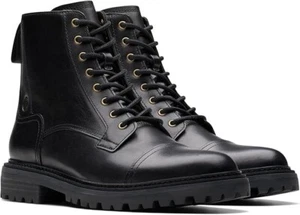 Men Clarks Clarkridge Hi Zip Up Casual Ankle Leather Boots Size 10 M Black 79728 - Picture 1 of 21