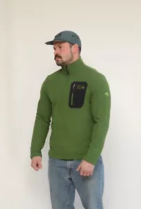 Mountain Hardwear Men's Green Neck Zip Fleece Jumper Jacket Size L - Picture 1 of 17