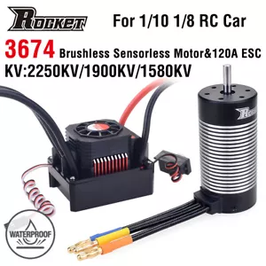 Rocket 3674 Brushless Motor und 120A ESC Combo für 1/8 1/10 RC Drift Racing Car - Bild 1 von 18