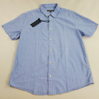  Slate & Stone Herren kurzarmiges Shirt L7STS203423 LGT blau gestreiftes Garn L $ 88
