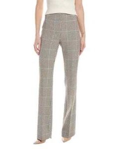 BOSS Hugo Boss Women’s Tuleah Mid Rise Beige Checkered Plaid Pants Size 10 NEW - Picture 1 of 2