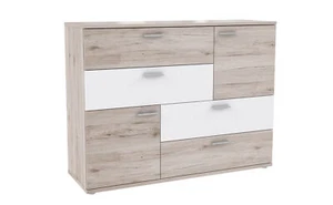 Kommode Jade 2 Sandeiche weiß 125x96x42 cm Sideboard Schubkastenkommode Schrank - Bild 1 von 5