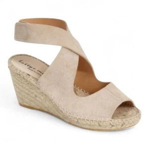 Bettye Muller Suede Mobile Espadrille Earthy Granola Wedge Sandals Sz 7 Sand - Picture 1 of 12