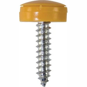 Security Number Plate Fasteners - Self-Tappers with Hinged Caps Yellow - Picture 1 of 3