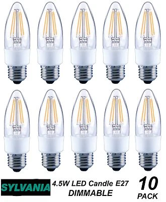10 x LED 4W DIMMABLE Vintage Candle Filament Light Globes Bulbs E27 Screw - Image 1 of 4