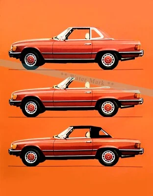 Mercedes 1973 450SL Roadster Vintage Póster Impresión Arte Clásico Coche Alemán  Foto 1 de 4