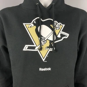 Pittsburgh Penguins Sweatshirt Hoodie - Reebok Pullover Black - Picture 1 of 6