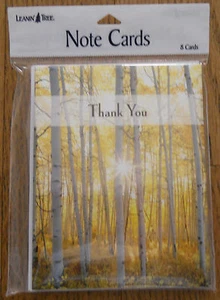 8 Leanin Tree Note Cards THANK YOU, Sun Shining Through Trees in the Woods, USA - Picture 1 of 1