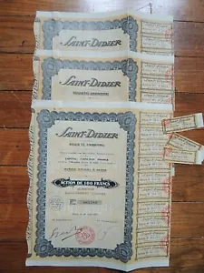 3 Actions Société Anonyme Saint-Didier Automobiles - 1927 Voitures Collection - Picture 1 of 1