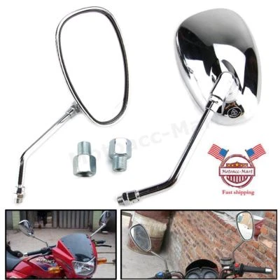 Хромированные боковые зеркала заднего вида 10 мм для мотоцикла Chopper Honda Nighthawk 250 США - Изображение 1 из 4