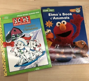ELMO'S BOOK OF ANIMALS 101 Dalmatians Vintage Coloring Books 2000, 1997 - Imagen 1 de 7