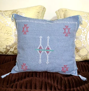 Handmade Cactus Silk Pillow Cover - Moroccan Sabra Cushion - Soft Boho Decor - Picture 1 of 12