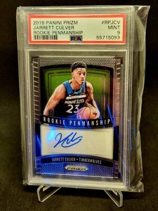 2019- 20 Panini Prizm Jarrett Culver Rookie Penmanship Auto Card PSA 9 - Imagen 1 de 2