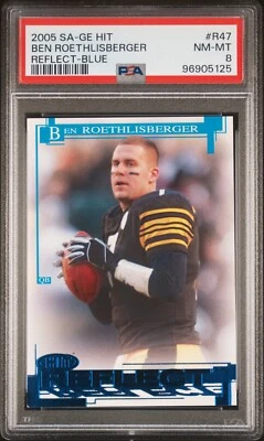 SA-GE Hit #R47 2005 Ben Roethlisberger Reflect-Blue PSA 8 Foto 1 de 2