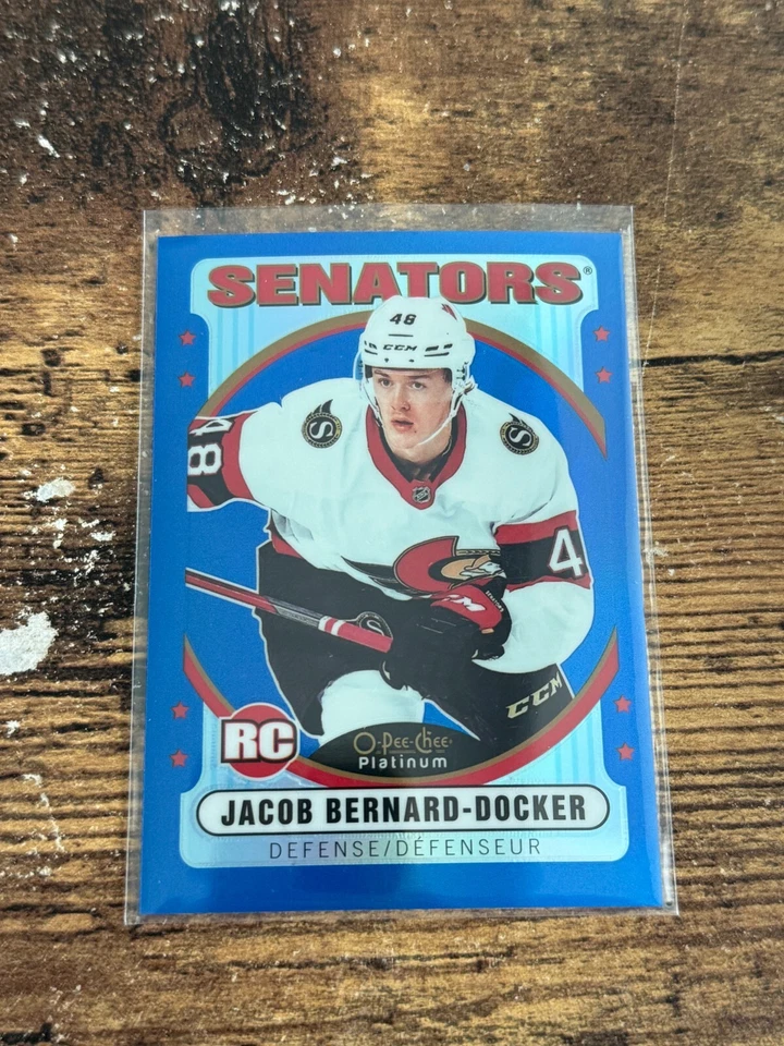 2021-22 O-Pee-Chee PLATINUM Retro Blue Rainbow R-80 JACOB-BERNARD DOCKER RC /199 - Image 1 of 1