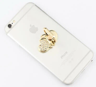 Soporte de anillo de dedo de cristal giratorio 360 para teléfono celular-Doble amor CORAZONES  Foto 1 de 4