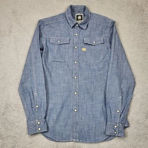 G Star Raw Western Shirt Mens Large Slim Fit Blue Cotton Landoh - Picture 1 of 9