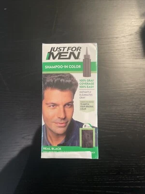 Just for Men H-55 REAL BLACK Hair color Shampoo In ( 3 pack ) green - Image 1 of 4