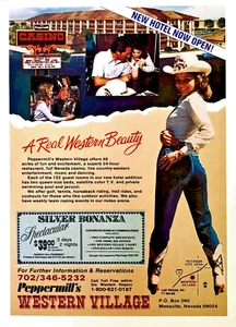PEPPERMILL'S WESTERN VILLAGE HOTEL CASINO—SPARKS NEVADA—ANUNCIO IMPRESO ORIGINAL 1984 - Imagen 1 de 1