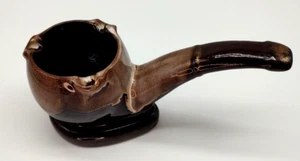 Posacenere vintage Napco a forma di pipa marrone smalto a goccia ceramica fioriera tabacciana - Foto 1 di 10