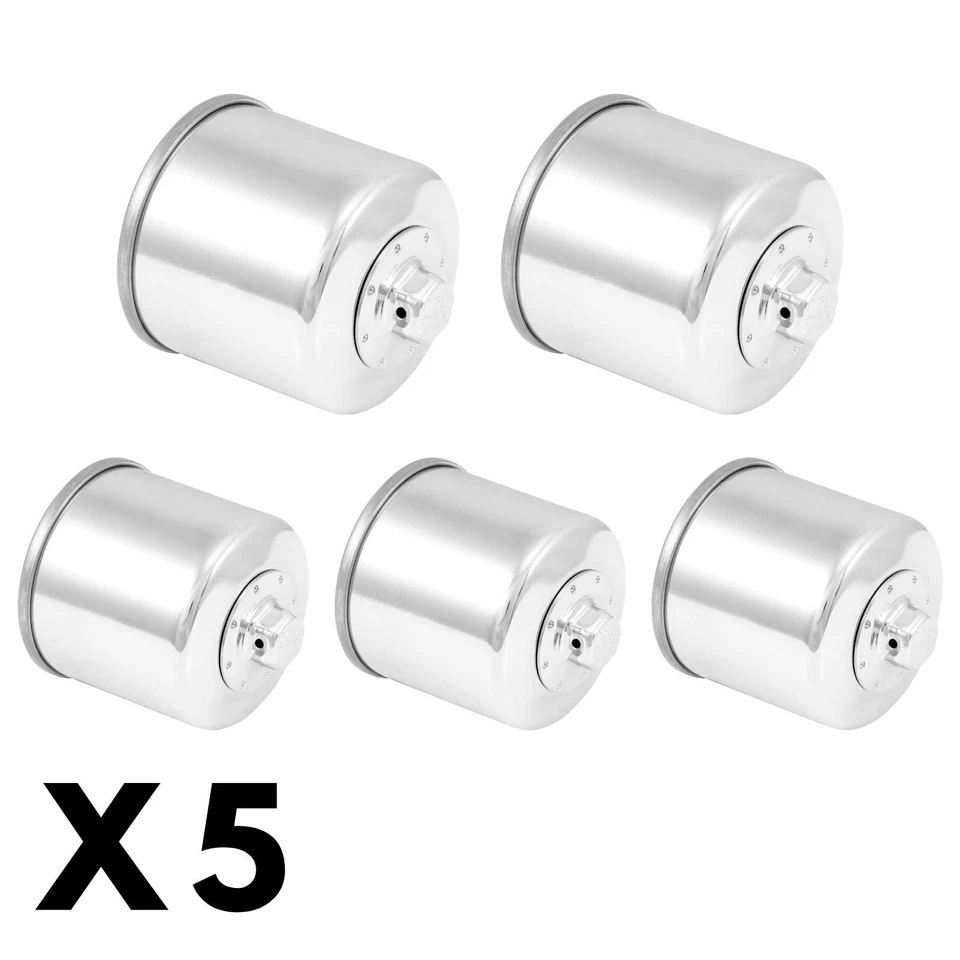 5 Pack Chrome K&N Oil Filter for Honda VFR1200F 2010-2019 - Image 1 of 1