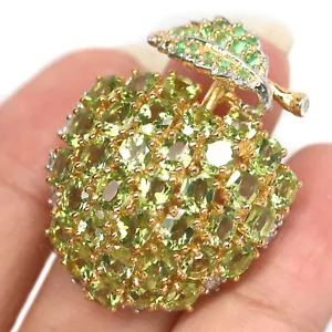 Gemstone Green Peridot, Tsavorite-Garnet & Zircon Ring 925 Silver Sterling - Picture 1 of 4