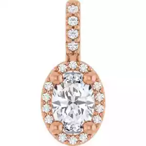 Im Labor gezüchteter Moissanit & 0,05 ctw Diamant Halo-Stil Anhänger in 14K Rotgold - Bild 1 von 3