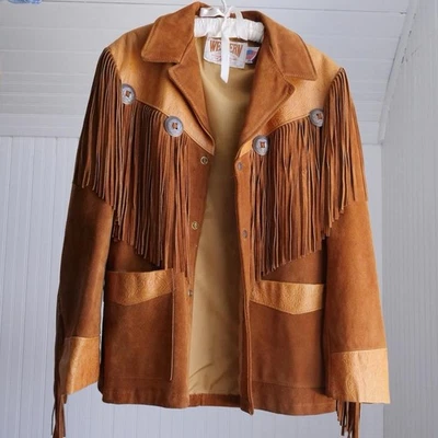 Chaqueta occidental vintage de cuero con flecos Schott Foto 1 de 4