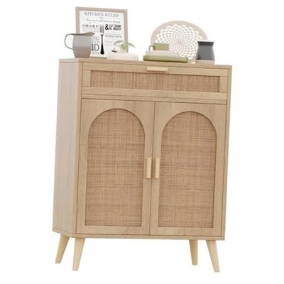  Rattan Buffet Sideboard Cabinet with Storage, Coffee Bar, Boho Credenzas 1 - Image 1 of 4