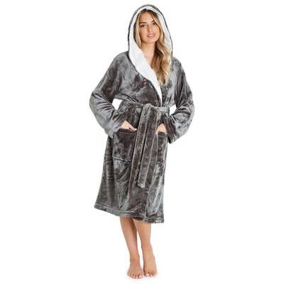 CityComfort Soft Plush Hooded Dressing Gown for Women