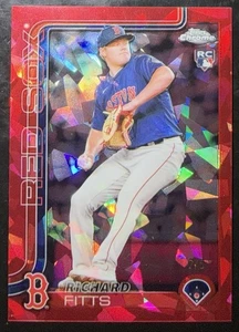 2025 Topps Chrome Sapphire Richard Fitts RED RC /5 Red Sox - Bild 1 von 2