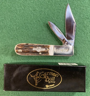 German Bull Pocketknife, GB-114 Barlow, Deer Stag Handle, German Stainless Steel - Image 1 of 4