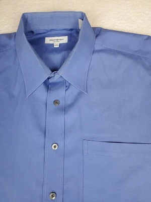 Yves Saint Laurent Mens Blue Button Up Shirt Stretch Preppy 17 34-35 - Image 1 of 4
