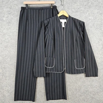 Sag Harbor Para Mujer Talla 16 Gris Oscuro Pantalones A Rayas Conjunto Traje Negocios Informal Foto 1 de 4