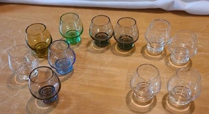 Vintage 1960s Multi Colored Etched Cordial Glasses 2” Miniature Lot Of 11 MCM - Picture 1 of 6