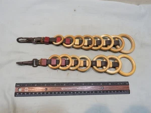 Esparcidor de línea de rienda de tachuela de caballo anillos de cuero y celuloide vintage, cantidad 2 - Imagen 1 de 2