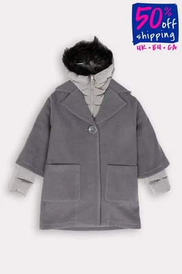 RRP €345 ELSY Kids 2in1 Coat Size 40 / 14-15Y Detachable Trim 3/4 Sleeve Hooded - Image 1 of 4