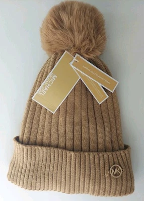 Michael Kors Mujer Bronceado Gorro Pom Pom Camel Sombrero Forrado de Vellón Talla Única Nuevo $68 Foto 1 de 4