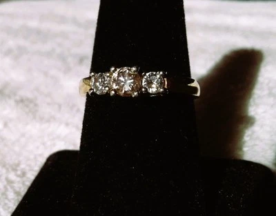 14kt Gold 3 Stone Engagement Champagne Diamond Ring .9cttw Size 9 - Image 1 of 4