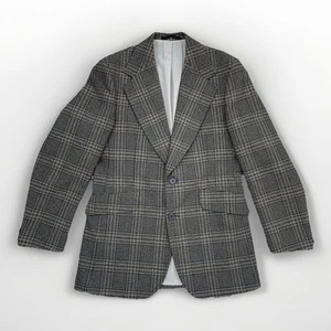 Vintage 70s Burton Tweed Sport Jacket Blazer Men's 36 Green Mix Wide Lapels - Picture 1 of 19