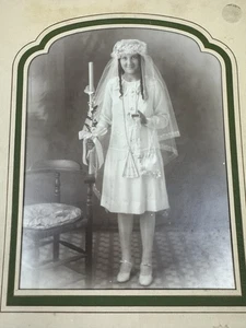 Foto antica ritratto ragazza in abito bianco prima comunione New Orleans anni 20/30 - Foto 1 di 7