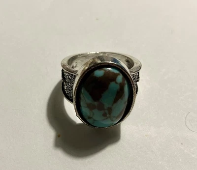 Anillo turquesa tono plateado occidental talla 7,5 Foto 1 de 3