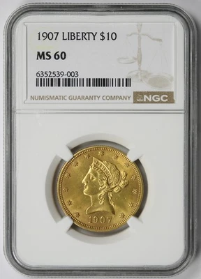 1907 Liberty Head Eagle Gold $10 MS 60 NGC - Image 1 of 4