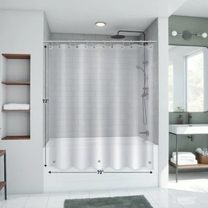 Clear Shower Curtain Liner - 70" x 72" - Heavy Duty 6 Gauge - Translucent Pla... - Picture 1 of 8