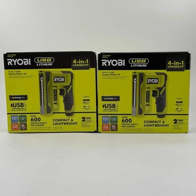 Ryobi 4 em 1 grampeador artesanal USB bateria de lítio 600 fixadores FVN51K - colorido novo - Imagem 1 de 3